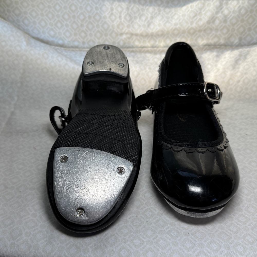 Stelle Tap Dance Shoes Girls Easy On & Off, Big Kid 11ML, Black, USED